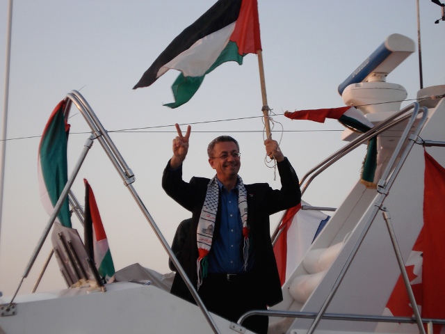 Palestinian legislator & Presidential candidate Mustafa Barghouti, aboard the DIGNITY (October 2008)